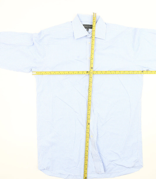 Austin Reed Men’s Blue Check Non-Iron Cotton Long Sleeve Dress Shirt 16/41