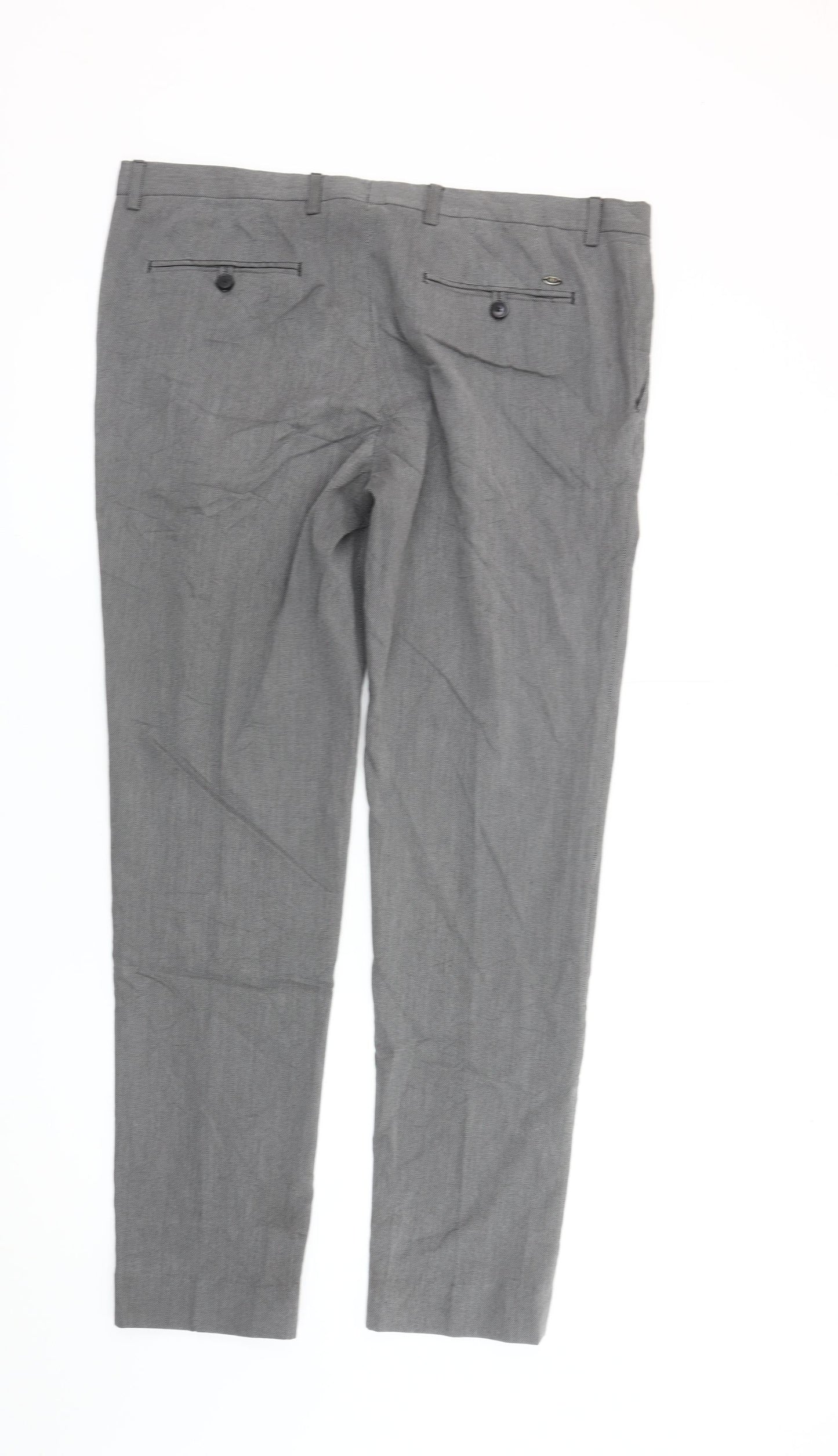 Zara Man Men's Grey Slim Fit Check Trousers Size 36 Straight Leg
