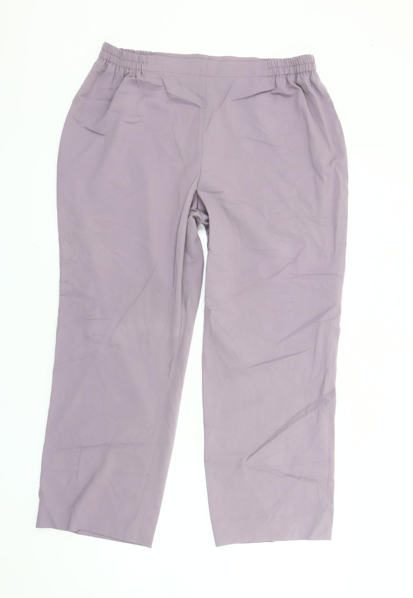 Artigiano Women’s Purple Straight-Leg Trousers Size 14 Elastic Waist