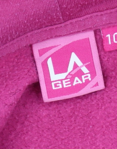 LA Gear Women's Pink Pullover Hoodie - Size 10 Regular Fit Fleece