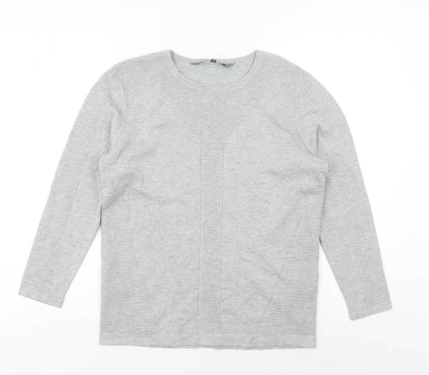 Principles Women Grey Size 12 Crew Neck Long Sleeve Pullover Jumper