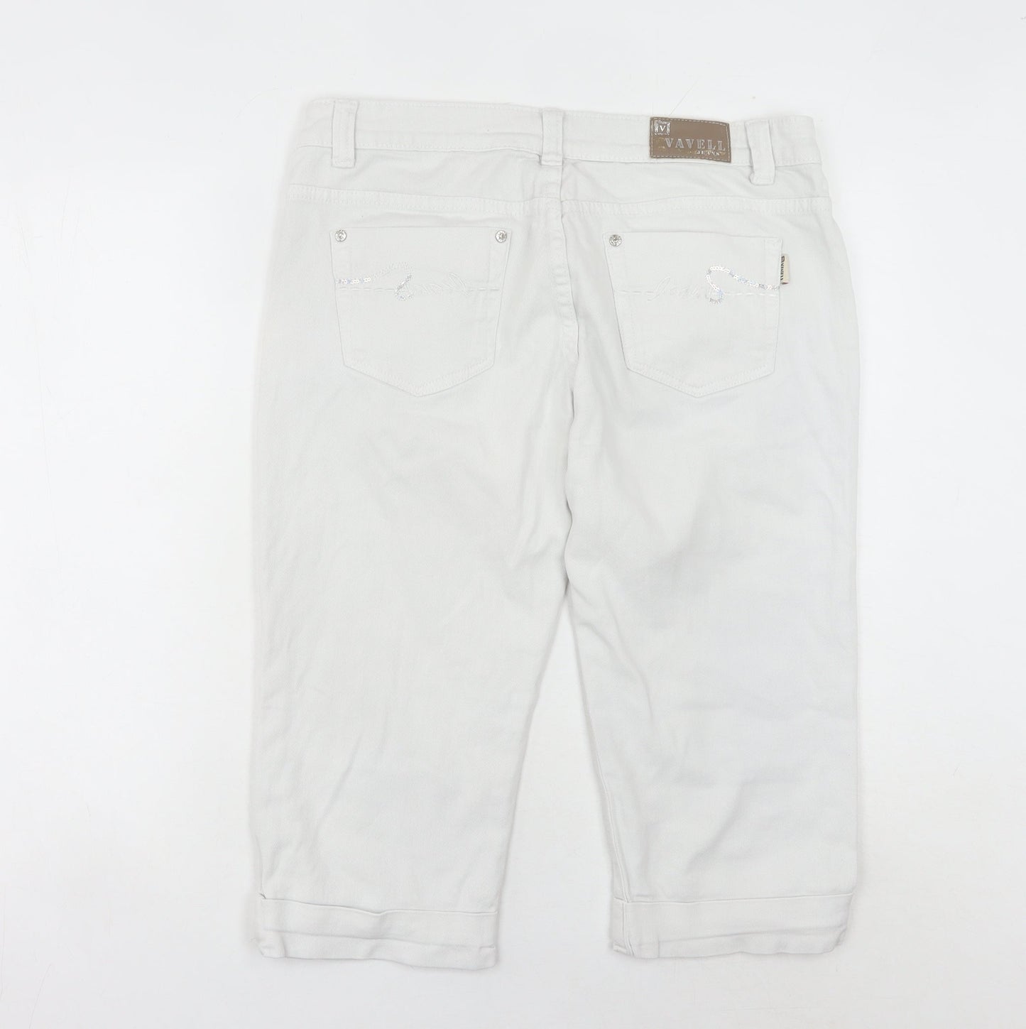 Vavell Jeans Womens White Size 16 Slim Fit Chino Shorts Stretch
