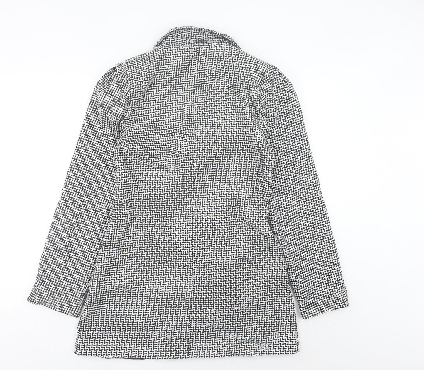 Boohoo Women’s Black Houndstooth Mid-Length Blazer UK 10