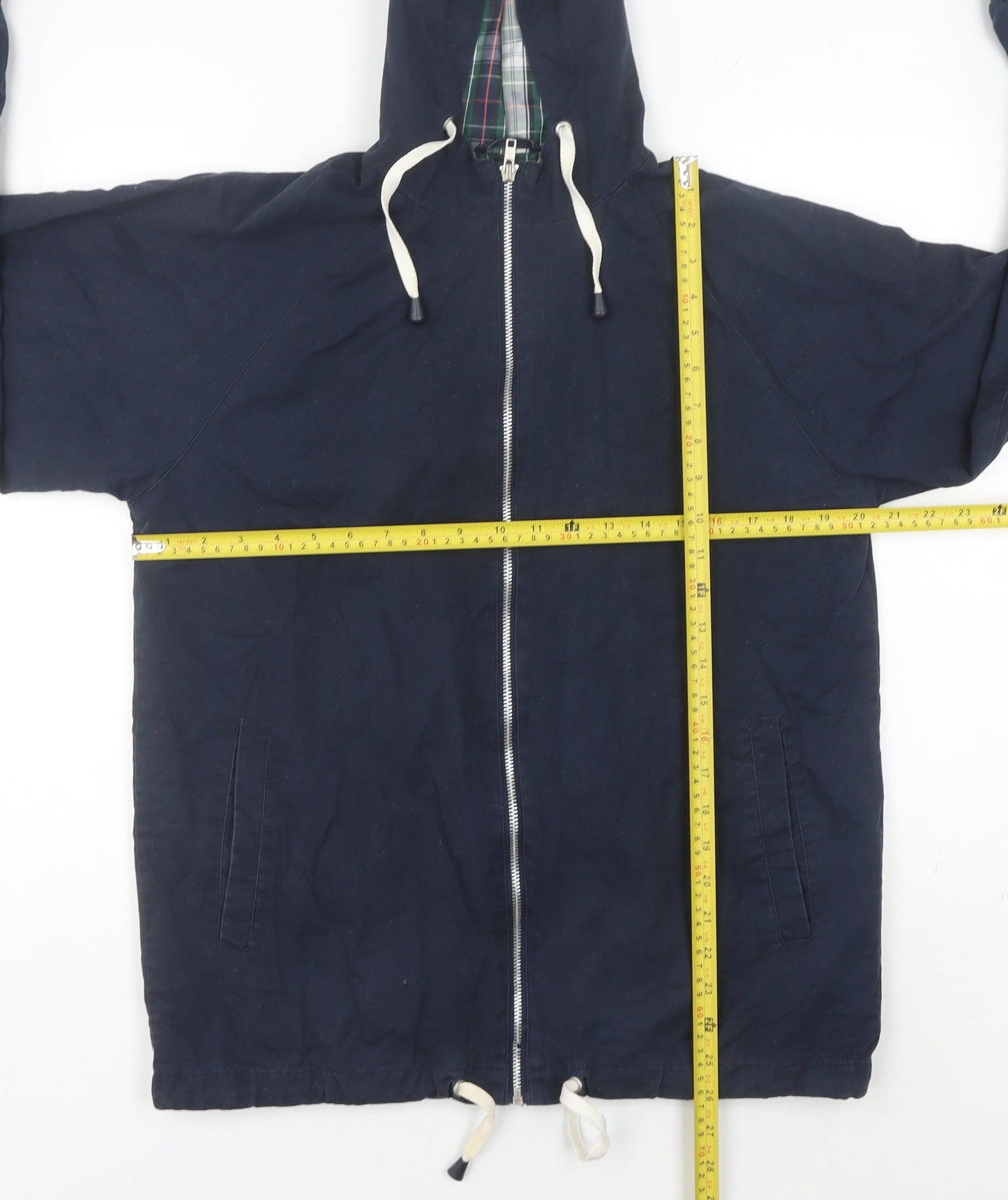 Pop England Men's Blue Small Hooded Cotton Windbreaker Jacket