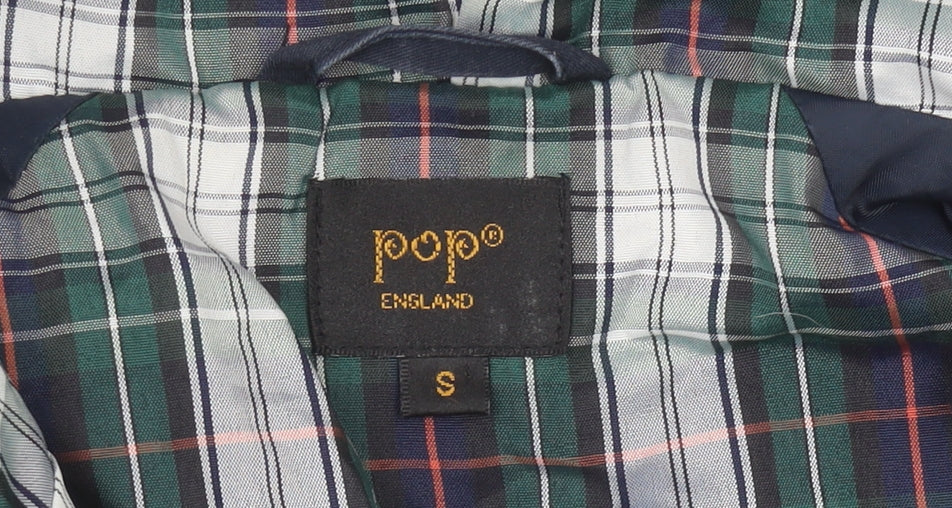 Pop England Men's Blue Small Hooded Cotton Windbreaker Jacket