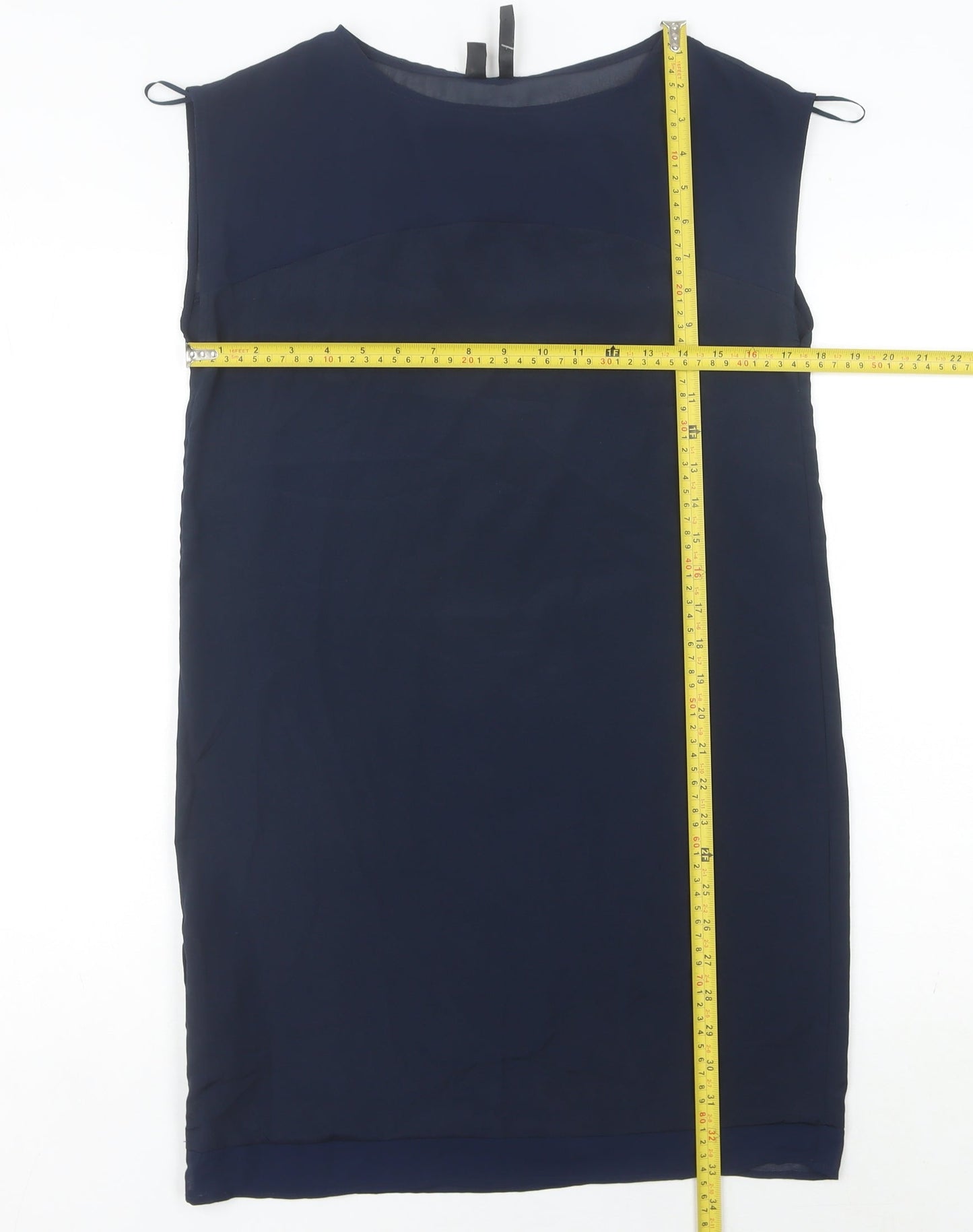 Mango Women’s Navy Blue Sheath Dress Size 8 Sleeveless Workwear