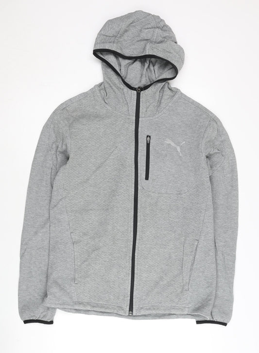 Puma Men’s Grey Full Zip Hoodie L Jersey Athletic Fit