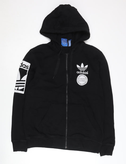 Adidas Men's Black Medium Full Zip Hoodie with Logo