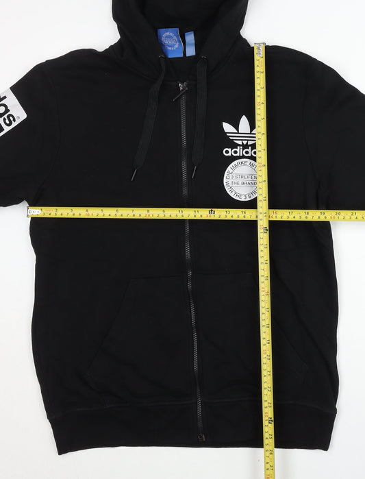 Adidas Men's Black Medium Full Zip Hoodie with Logo