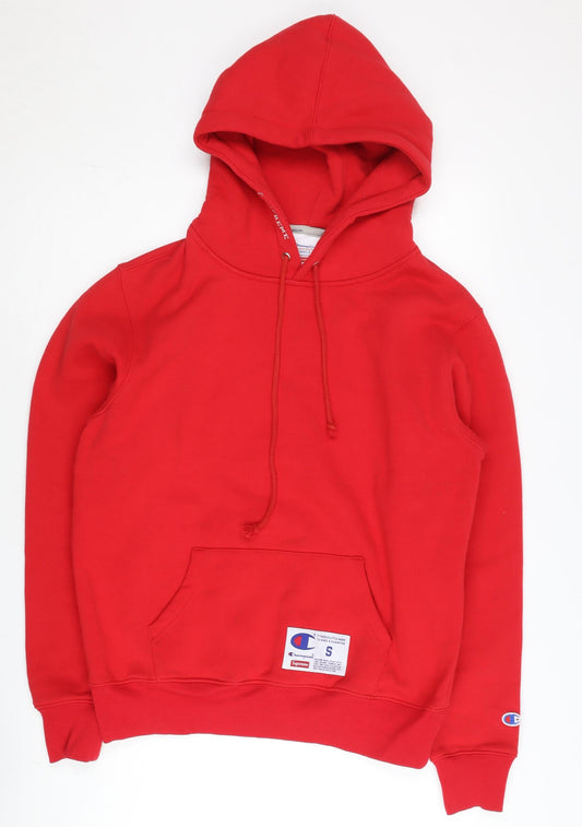 Champion x Supreme Men's Red Pullover Hoodie Small Logo Fleece