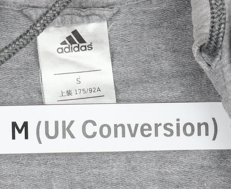 Adidas Men's Grey Full Zip Hoodie M Logo Sportswear