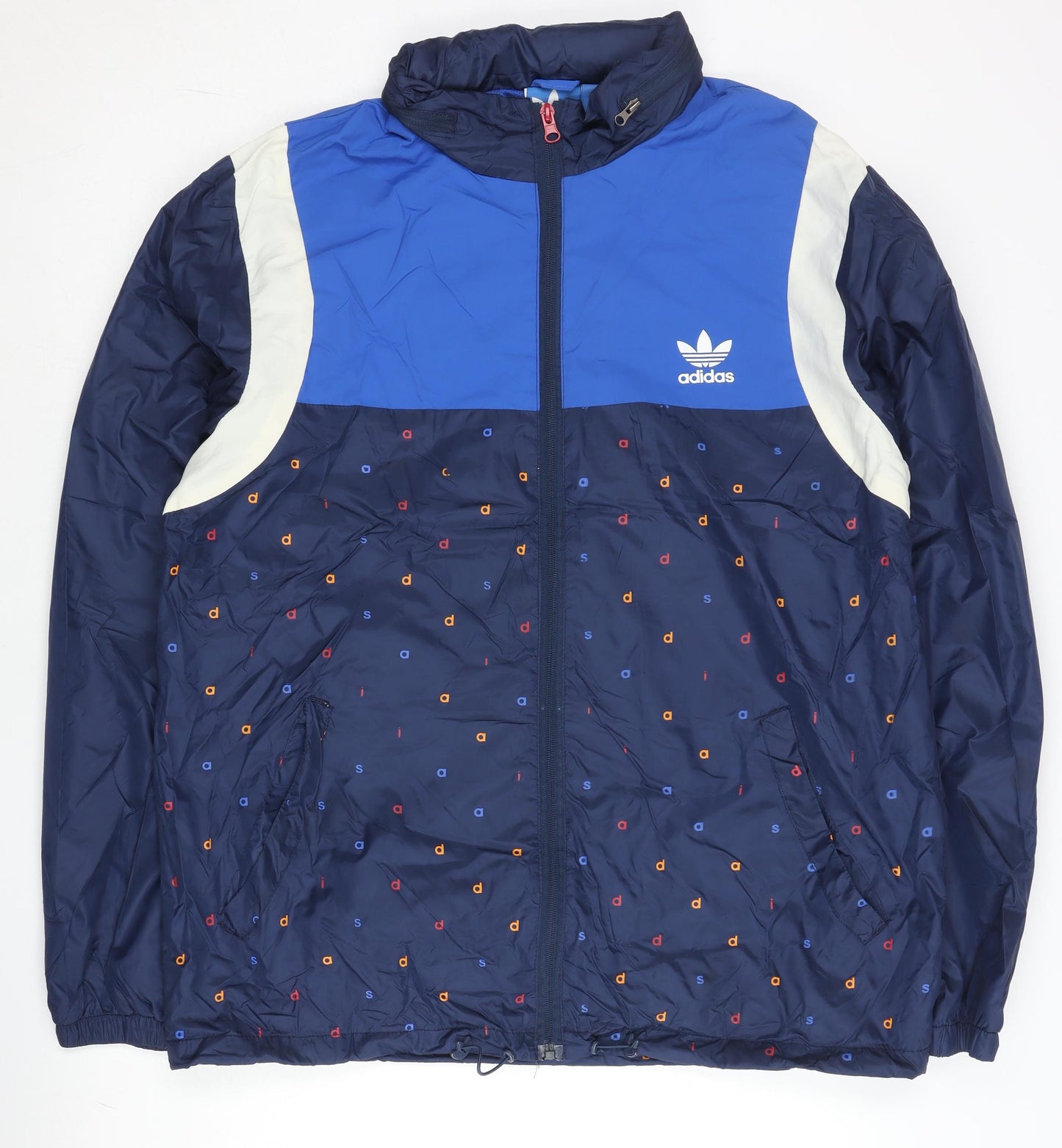Adidas Men's Blue M Windbreaker Jacket Lightweight Hooded Sports
