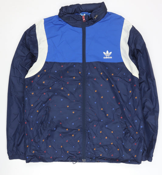 Adidas Men's Blue M Windbreaker Jacket Lightweight Hooded Sports