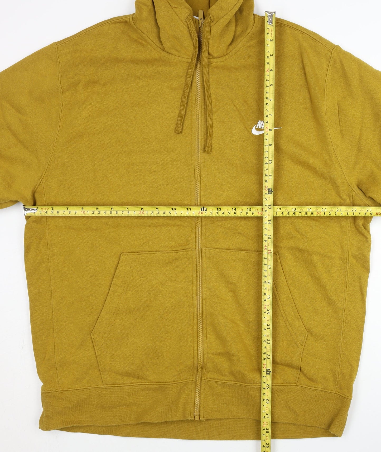 Nike Men’s Yellow Full Zip Hoodie 2XL Regular Fit Jersey Cotton