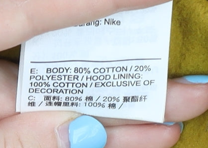 Nike Men’s Yellow Full Zip Hoodie 2XL Regular Fit Jersey Cotton