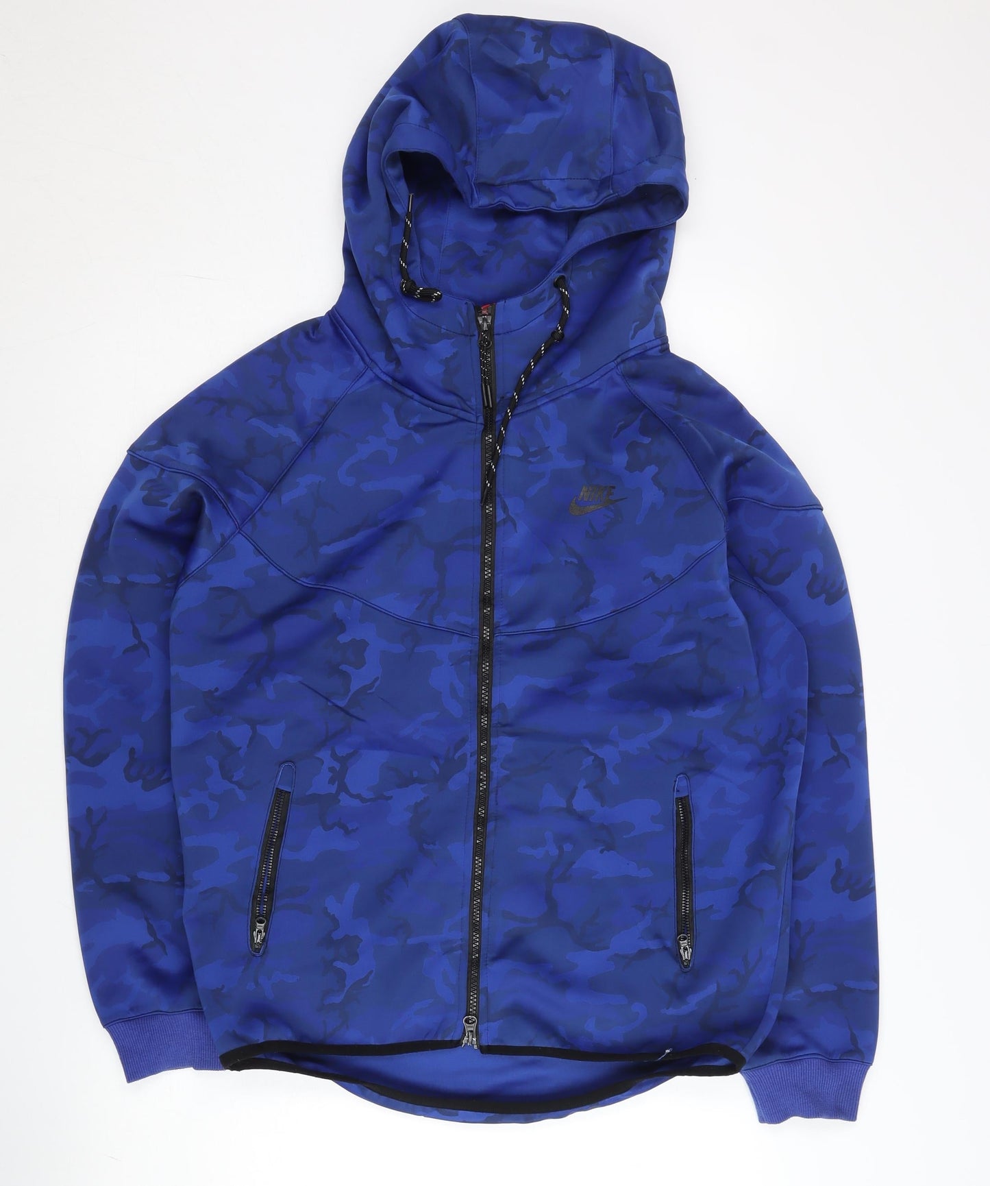 Nike Men's Blue Camouflage Full Zip Hoodie M Regular Fit Sportswear