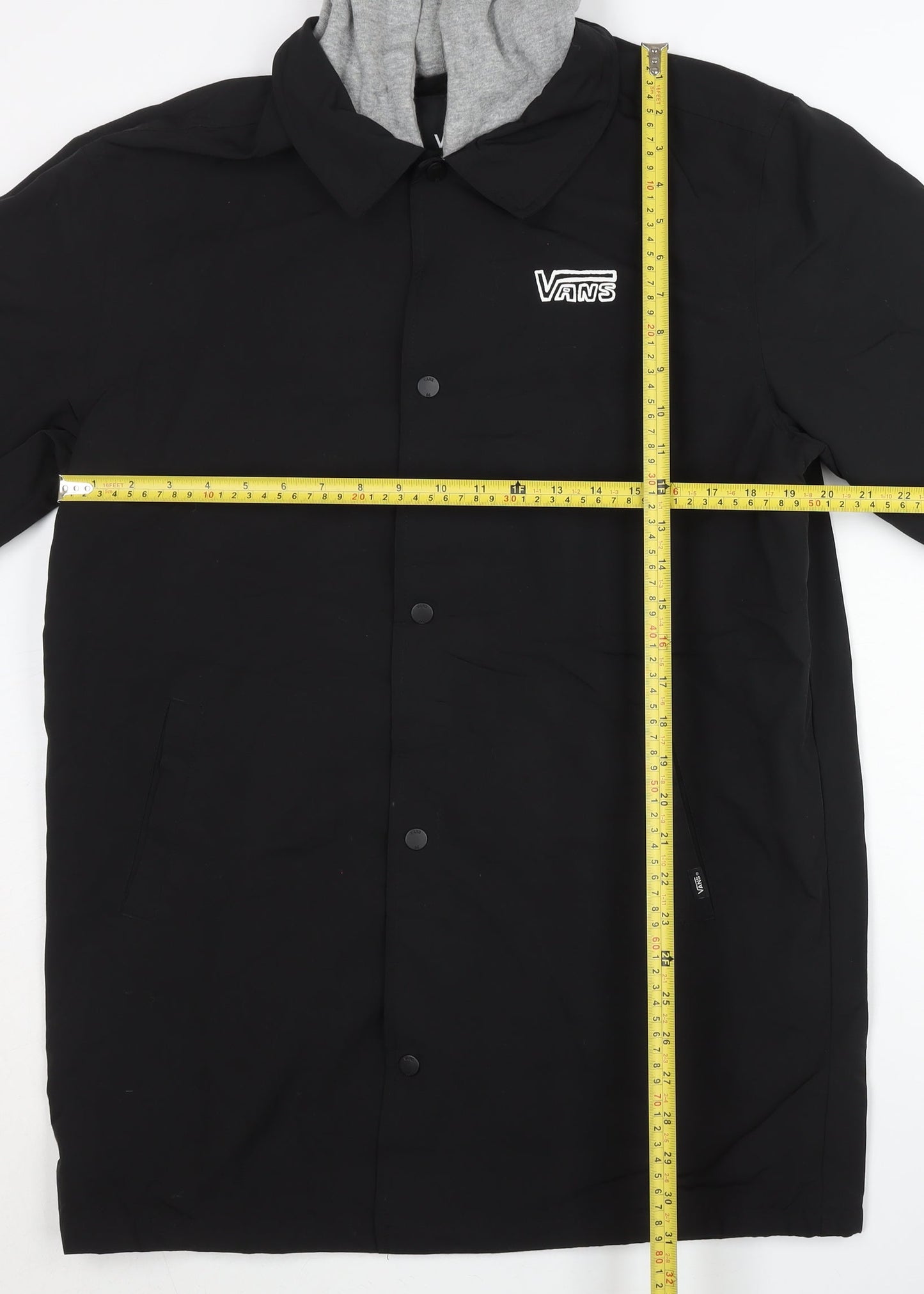 Vans Men's Black Coach Jacket Medium Hooded Lined Skateboard Style