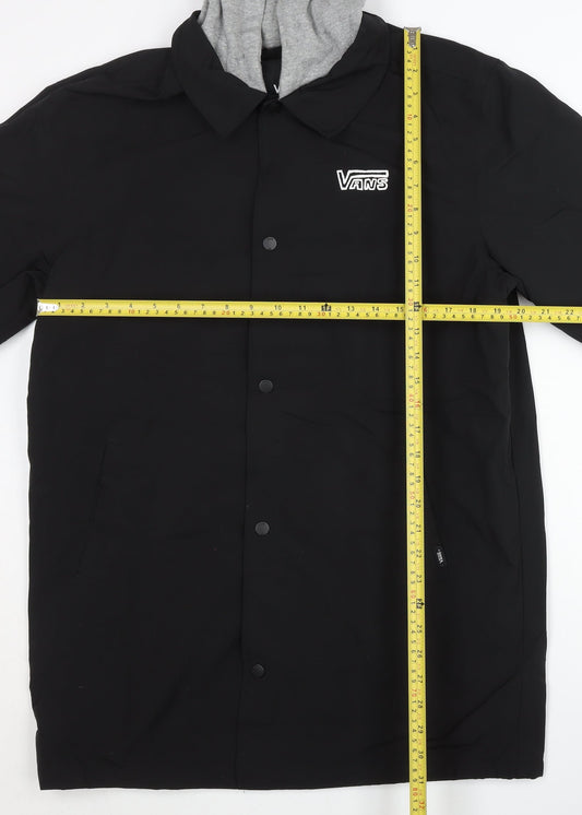 Vans Men's Black Coach Jacket Medium Hooded Lined Skateboard Style