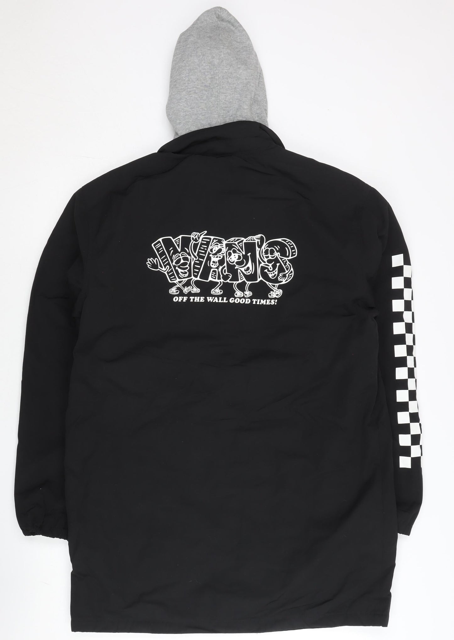 Vans Men's Black Coach Jacket Medium Hooded Lined Skateboard Style