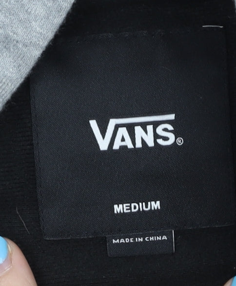 Vans Men's Black Coach Jacket Medium Hooded Lined Skateboard Style