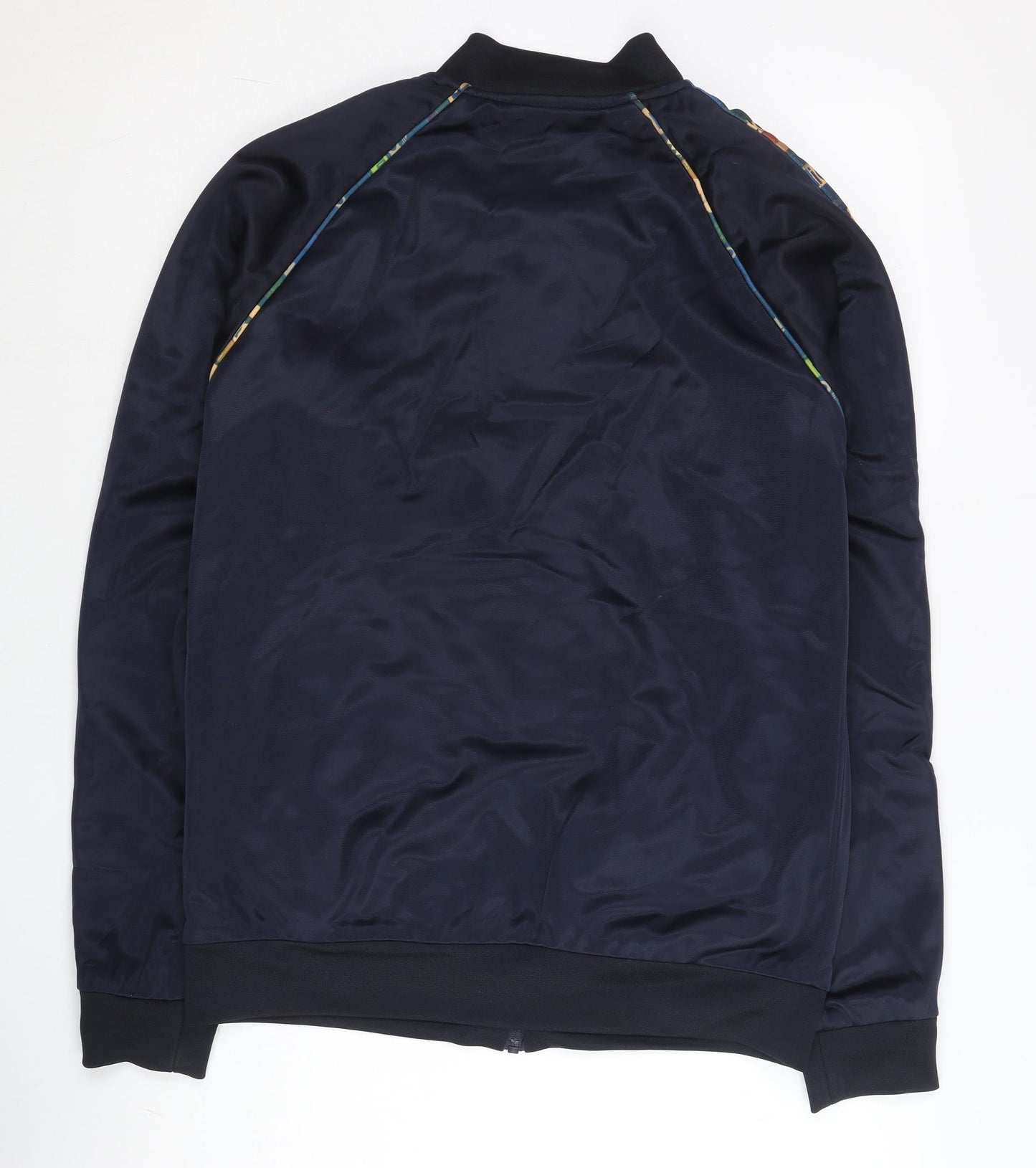adidas Men's Blue L Track Jacket Full Zip Logo Stripe Sportswear