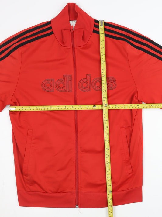 Adidas Men's Red Track Jacket L Full Zip Stand-Up Collar Sportswear