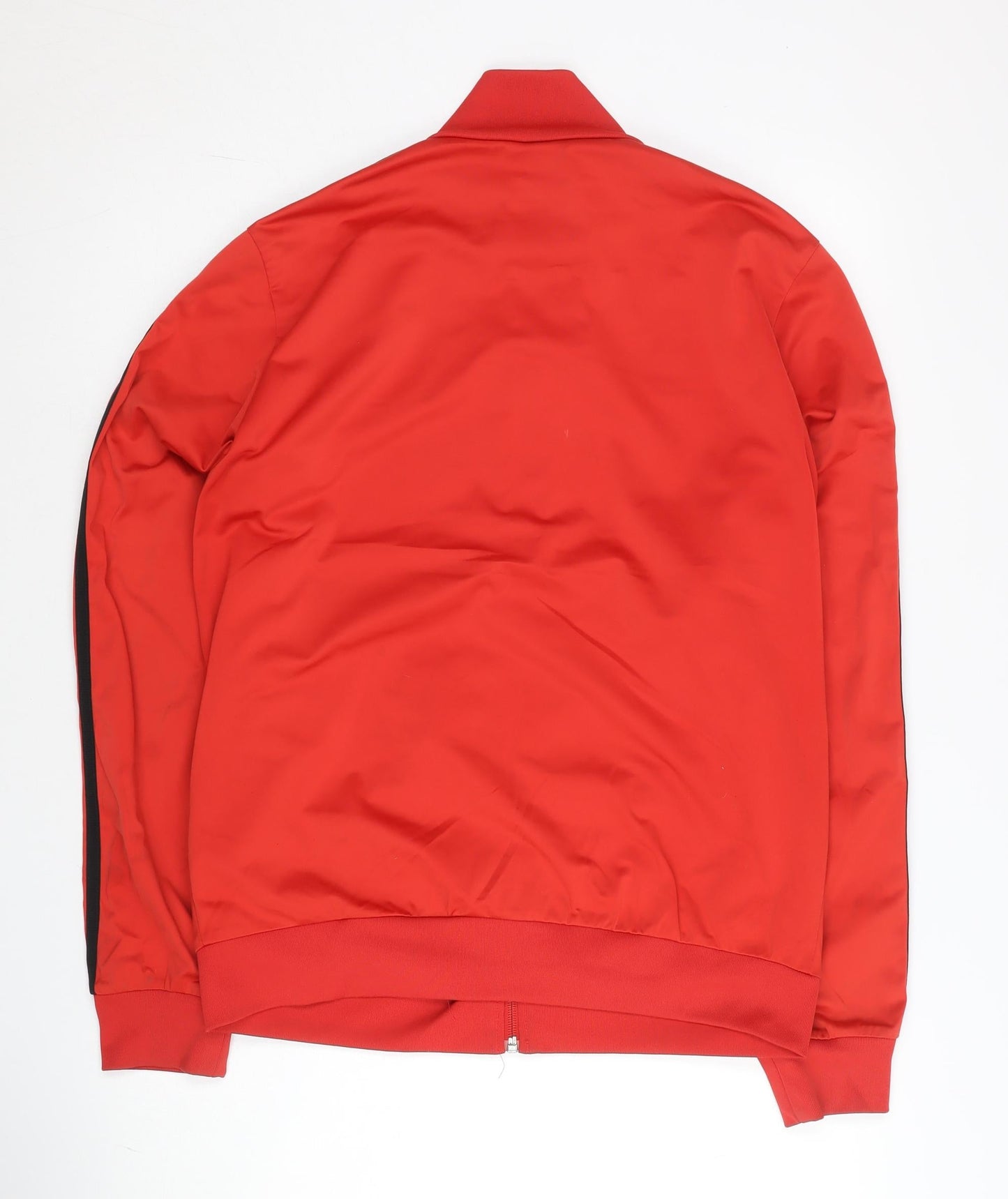 Adidas Men's Red Track Jacket L Full Zip Stand-Up Collar Sportswear