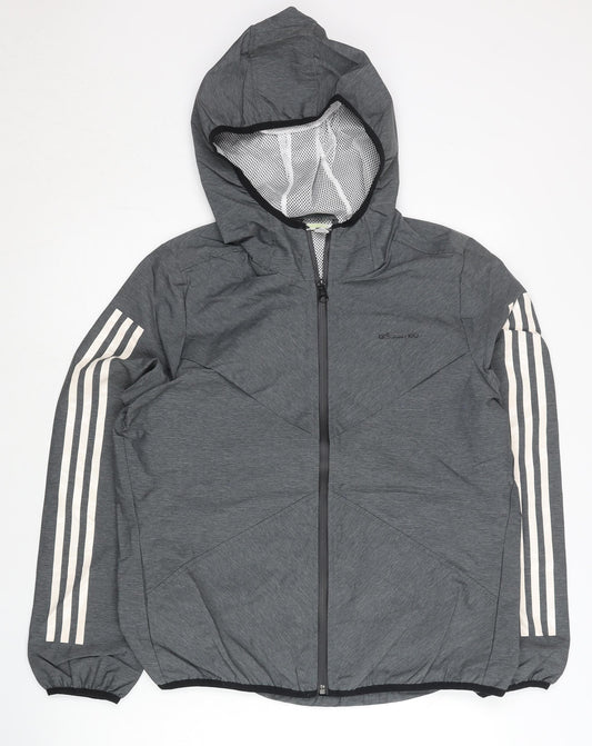 adidas neo Mens Grey M Windbreaker Hooded Jacket Lightweight