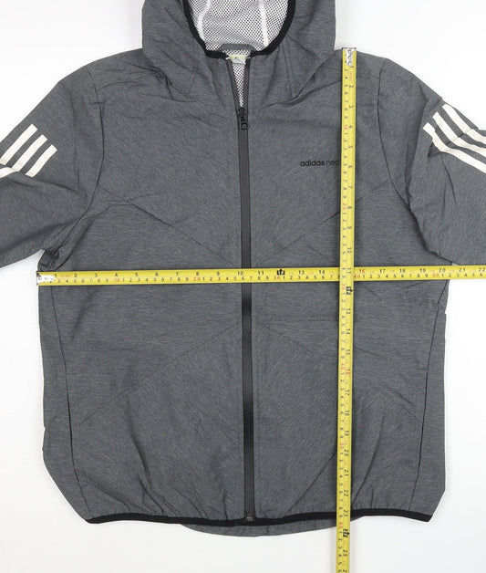 adidas neo Mens Grey M Windbreaker Hooded Jacket Lightweight