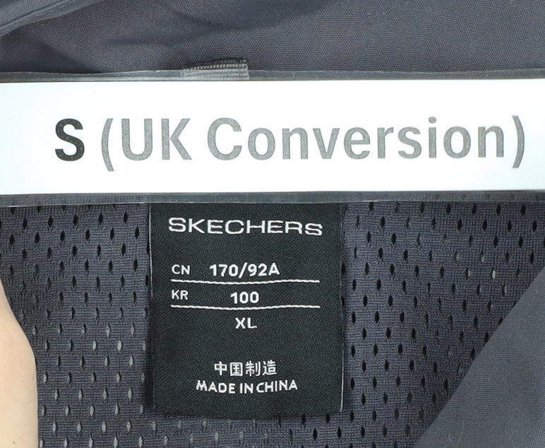 Skechers Women's Black S Long Waterproof Rain Coat Hooded Zip