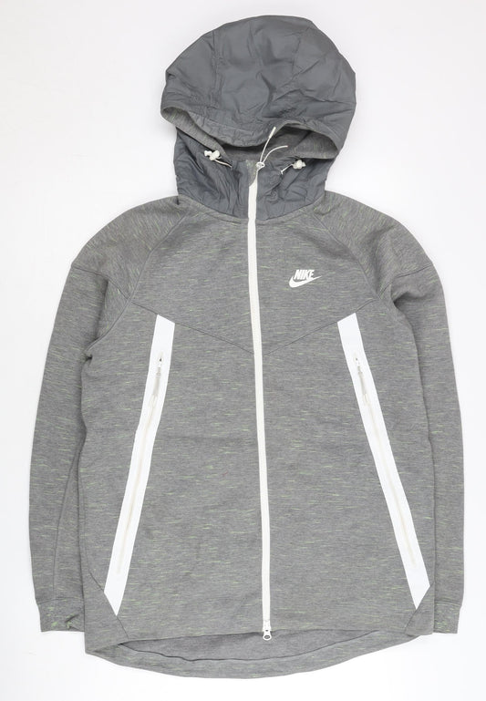 Nike Men’s Grey M Track Jacket Hooded Full Zip Lightweight Sportswear