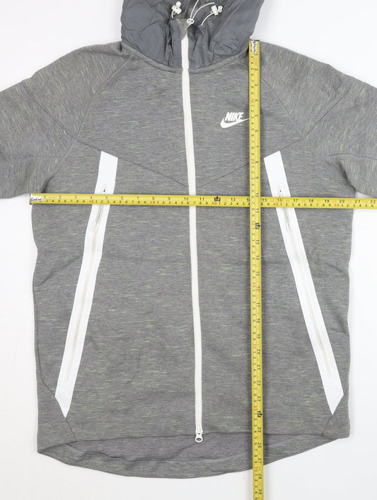 Nike Men’s Grey M Track Jacket Hooded Full Zip Lightweight Sportswear