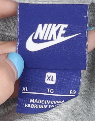 Nike Men's Grey XL Pullover Sweatshirt Crew Neck Logo Jersey