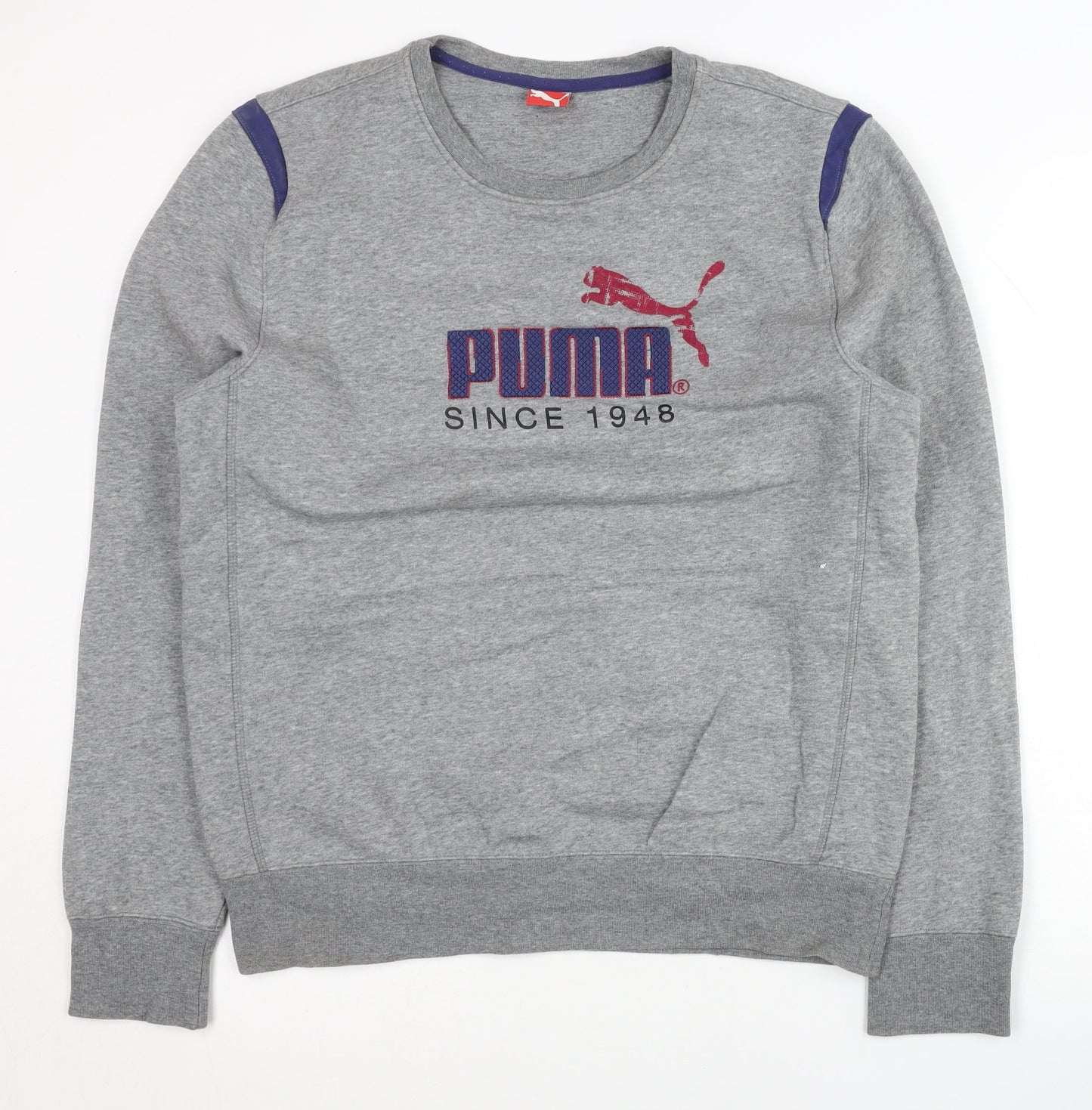 Puma Mens Grey Pullover Sweatshirt L Logo Graphic Sports Casual