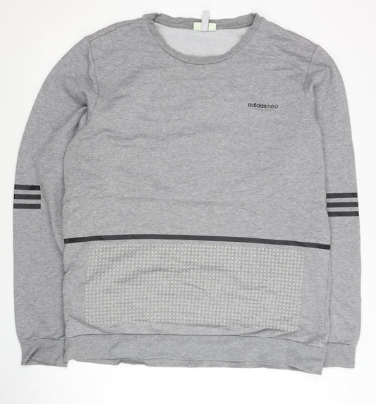 adidas Neo Men’s Grey Pullover Sweatshirt L Regular Fit Logo Design