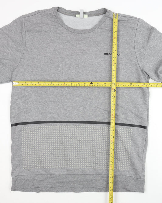 adidas Neo Men’s Grey Pullover Sweatshirt L Regular Fit Logo Design