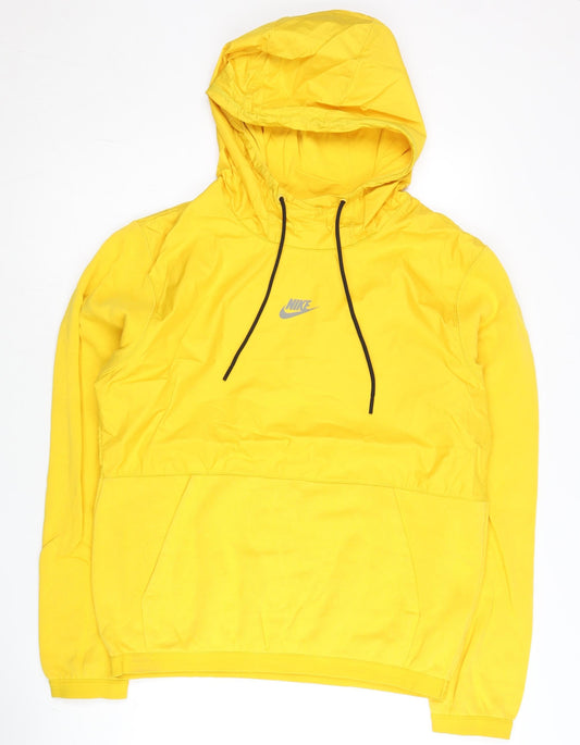 Nike Men's Yellow Pullover Hoodie M Long Sleeve Just Do It Sports