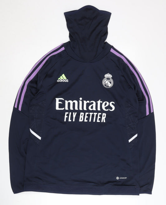 Adidas Men’s Real Madrid Blue L Pullover Hoodie Football Training