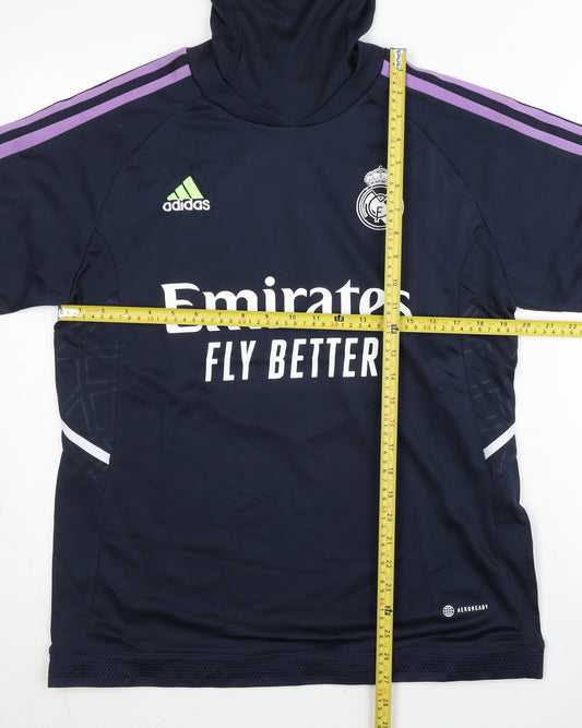 Adidas Men’s Real Madrid Blue L Pullover Hoodie Football Training