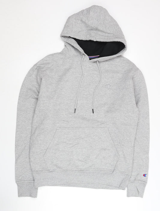 Champion Men's Grey Pullover Hoodie M Logo Fleece Kangaroo Pocket