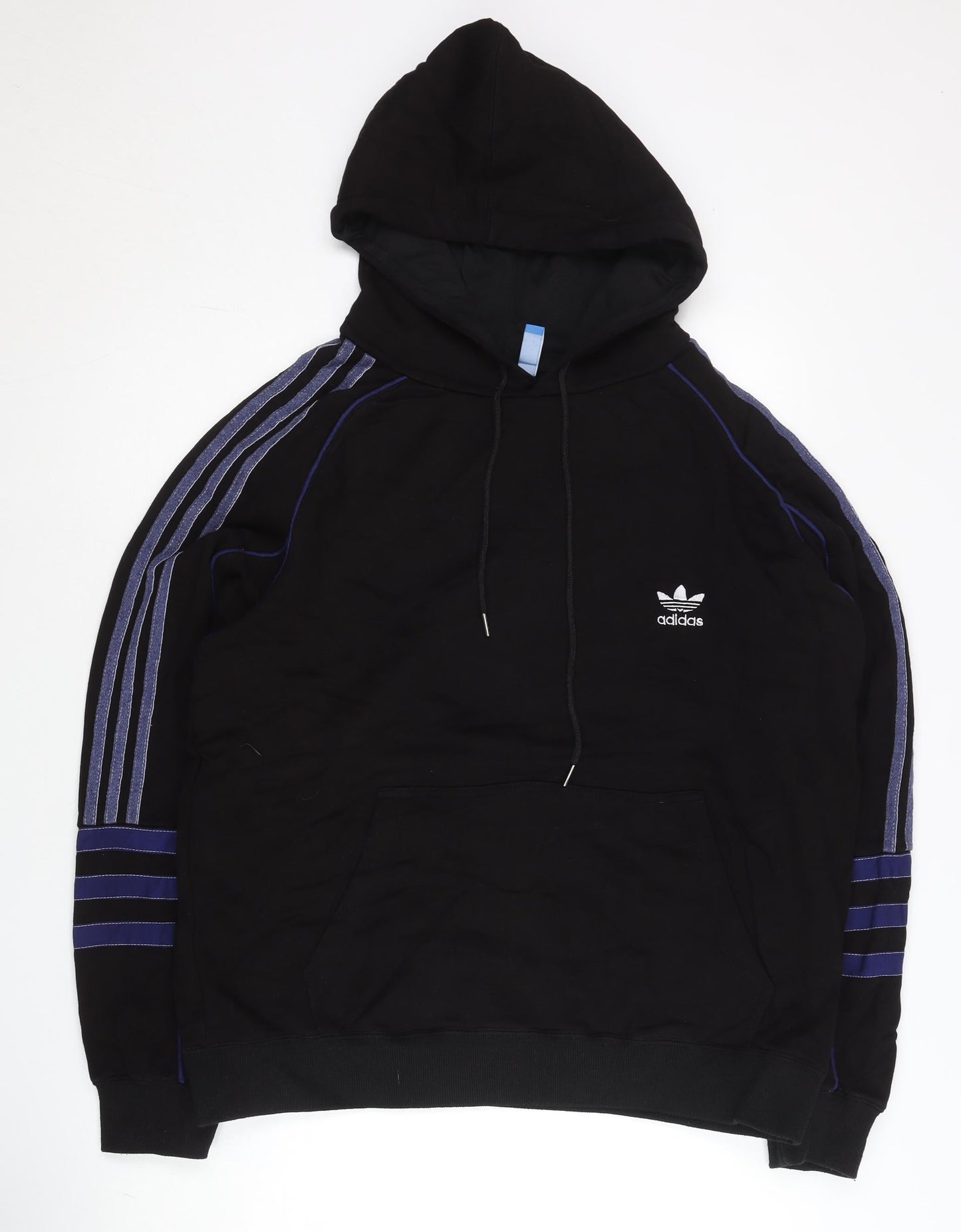 Adidas Men’s Black Pullover Hoodie XL Sports Striped Logo Jersey