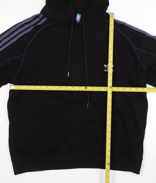 Adidas Men’s Black Pullover Hoodie XL Sports Striped Logo Jersey