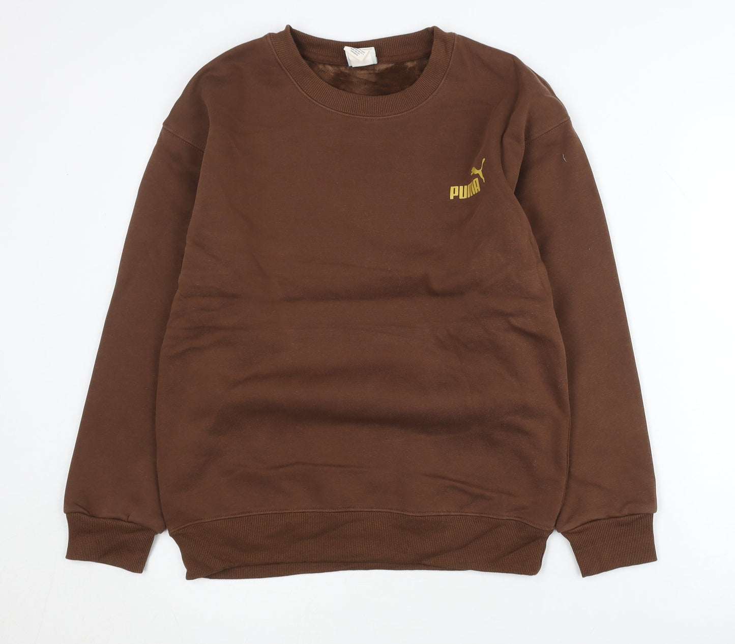 Puma Men’s Brown XS Crew Neck Pullover Sweatshirt with Logo