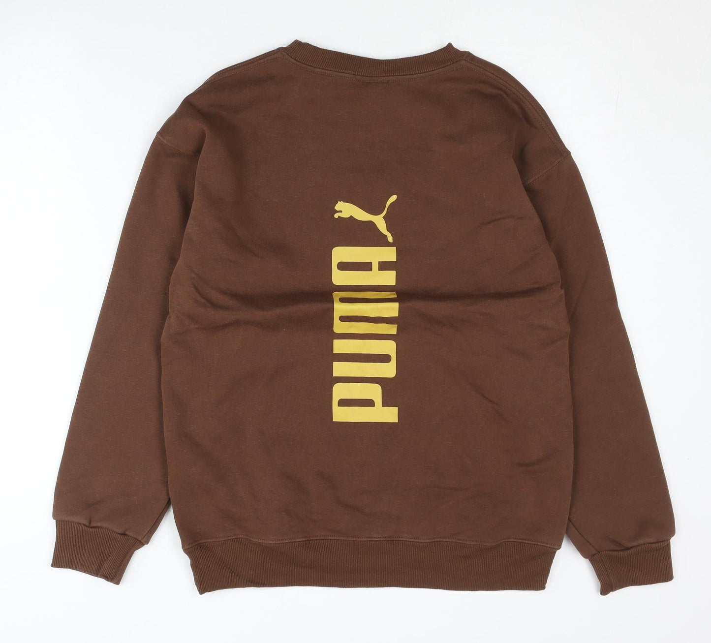 Puma Men’s Brown XS Crew Neck Pullover Sweatshirt with Logo