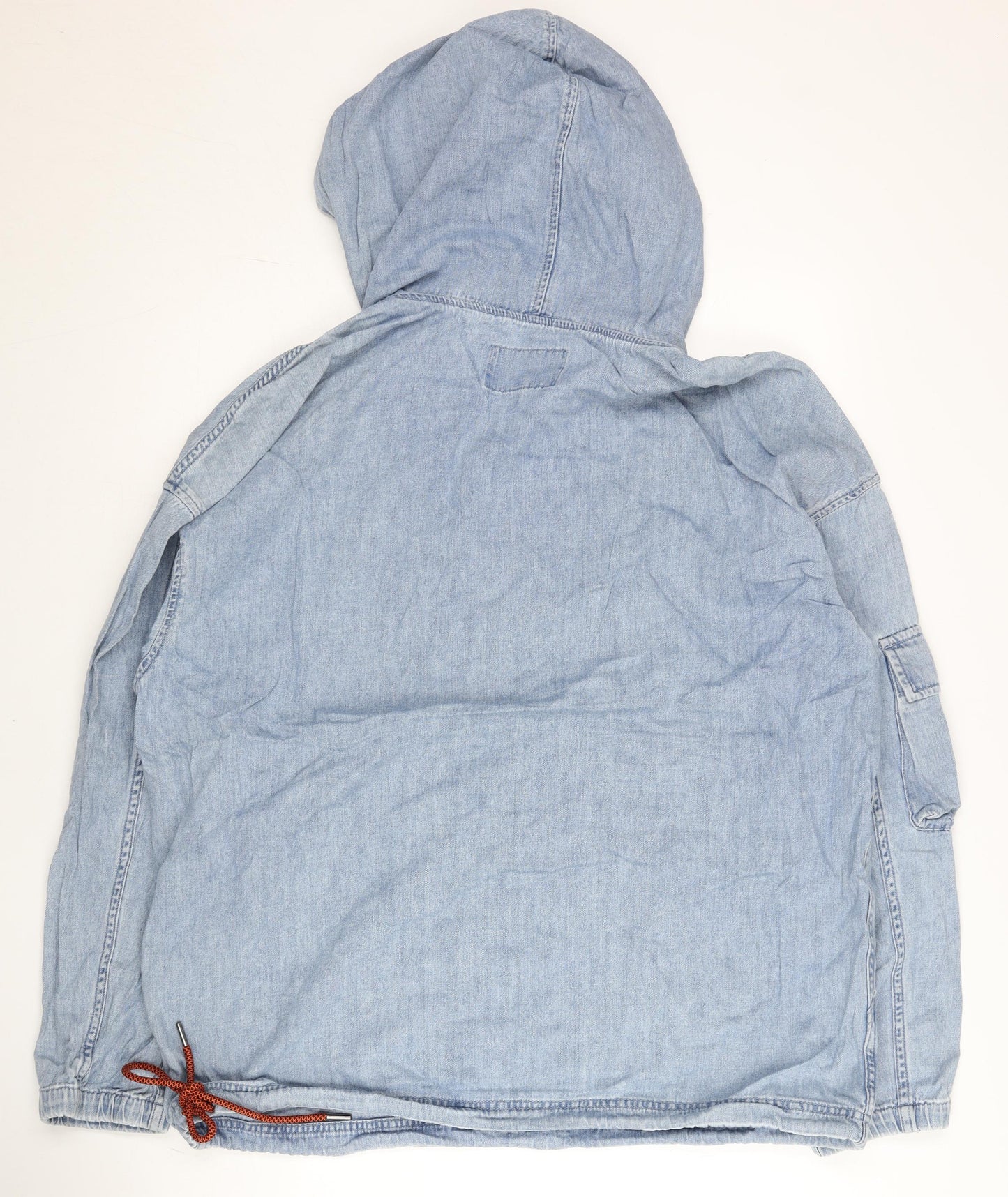 Jack & Jones Men’s Blue Denim Anorak Jacket XL Hooded 1/4 Zip Casual