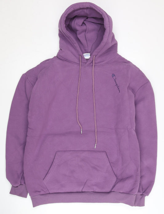 Champion Men's Purple Pullover Hoodie Medium Fleece Logo