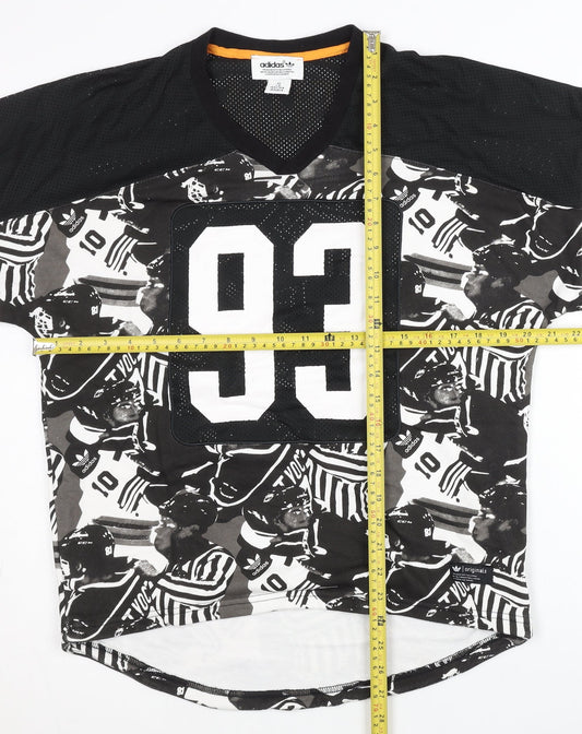 Adidas Men’s Black XS Pullover V-Neck Sports Graphic Sweatshirt