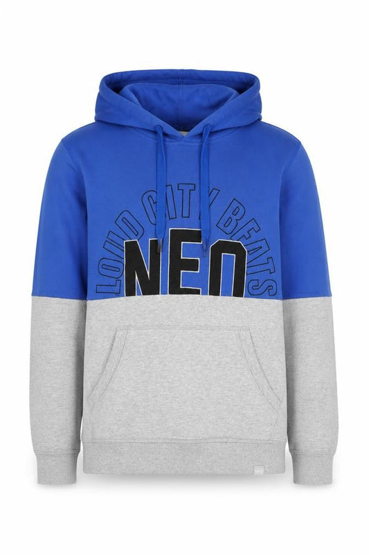 Front view of Adidas Neo Men’s Blue Grey Pullover Hoodie L Sports Graphic