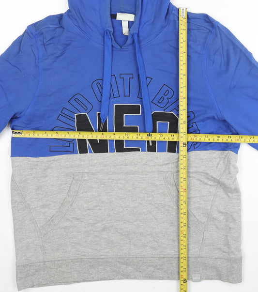 Adidas Neo Men’s Blue Grey Pullover Hoodie L Sports Graphic