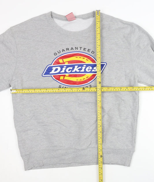 Dickies Men's Grey L Pullover Sweatshirt Crew Neck Logo Print
